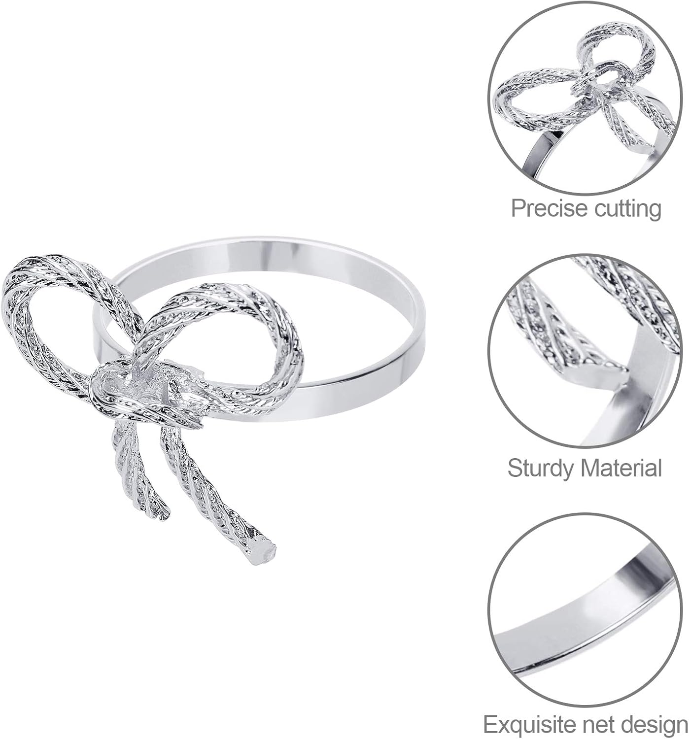 Pack of 18 Napkin Rings Alloy Hollow Out Flower Napkin Holder Dinning Table Napkin Ring for Dinner Parties Wedding Banquet Table Setting Family Gatherings Table Decor（Silver，18）