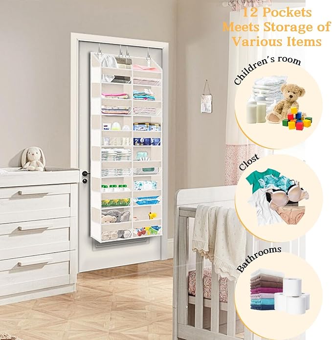 2 Pack Over The Door Organizer 6 Tiers, Extra Large Behind Door Storage of 12 - Image 6
