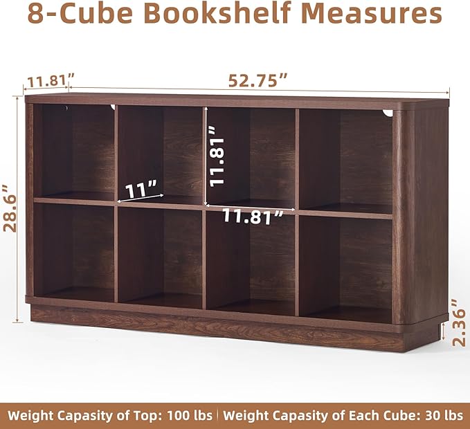 Joaxswe 8 Cube Bookcase, Floor Standing 2-Tier Cubby TV Stand Bookshelf - Image 2