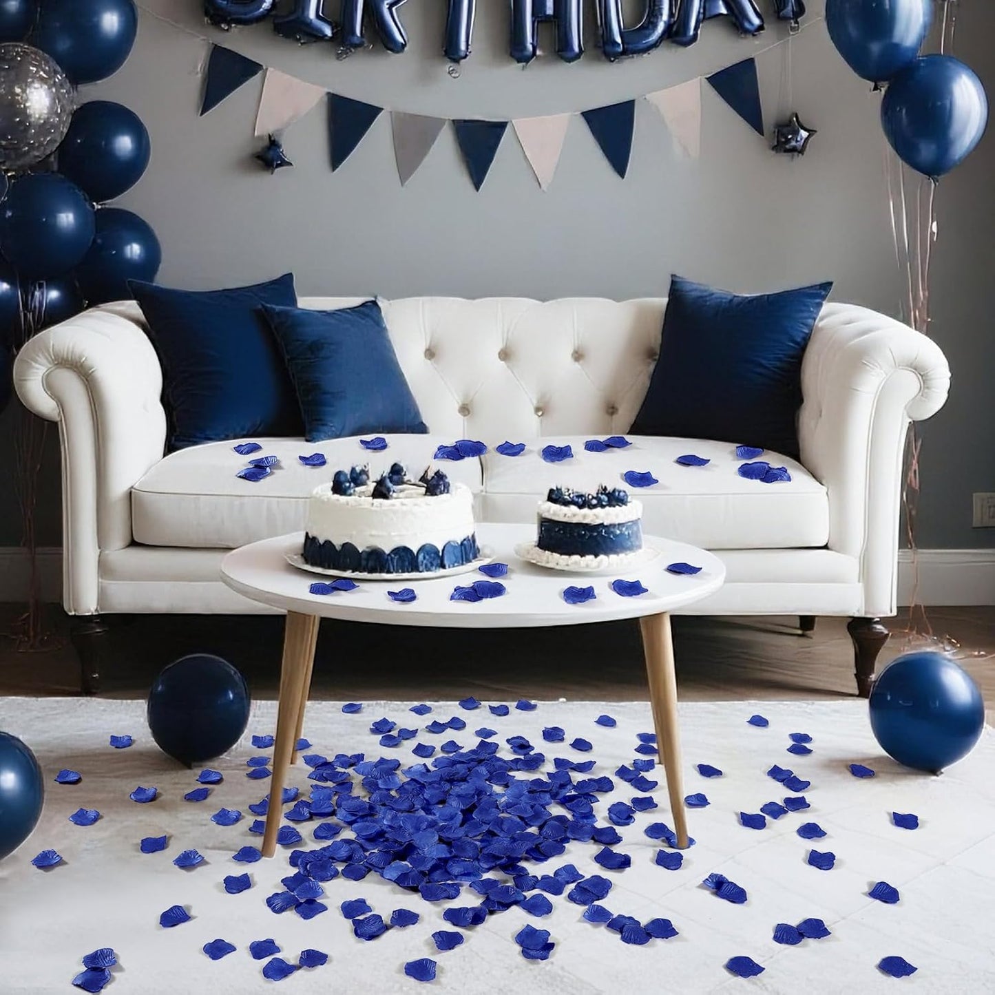 1000 Pcs Dark Blue Rose Petals Artificial Silk Flower Petals Romantic Decorations for Wedding Engagement Birthday Event Anniversary Party Backdrop Supplies