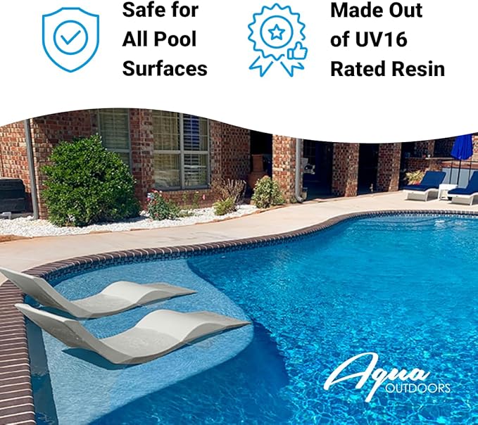 Aqua Outdoors - in-Pool Chaise Lounger - Inside Pool & Sun Shelf Lounge Chair - - Image 8