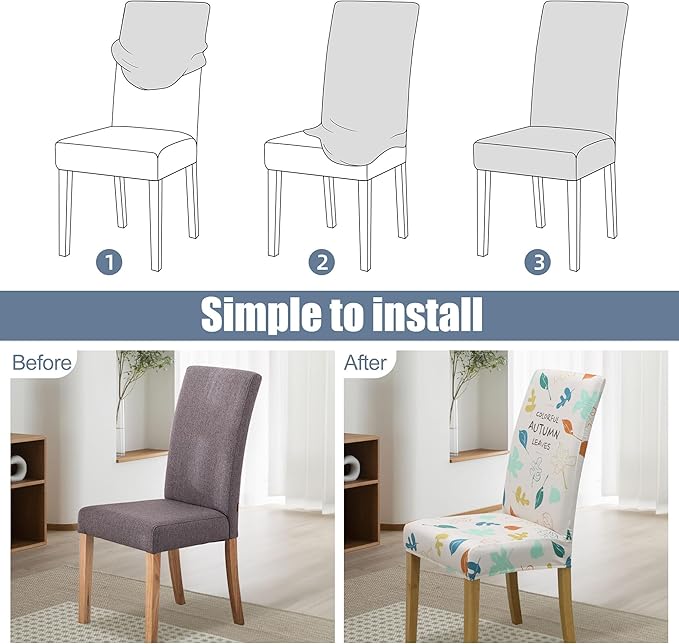 BIETYONE Stretch Dining Chair Covers Set of 6, Soft Removable Washable Kitchen - Image 4