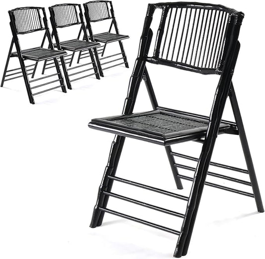 VINGLI Bamboo Folding Chair, Foldable Dining Wood Chairs Comfortable Seat by VINGLI