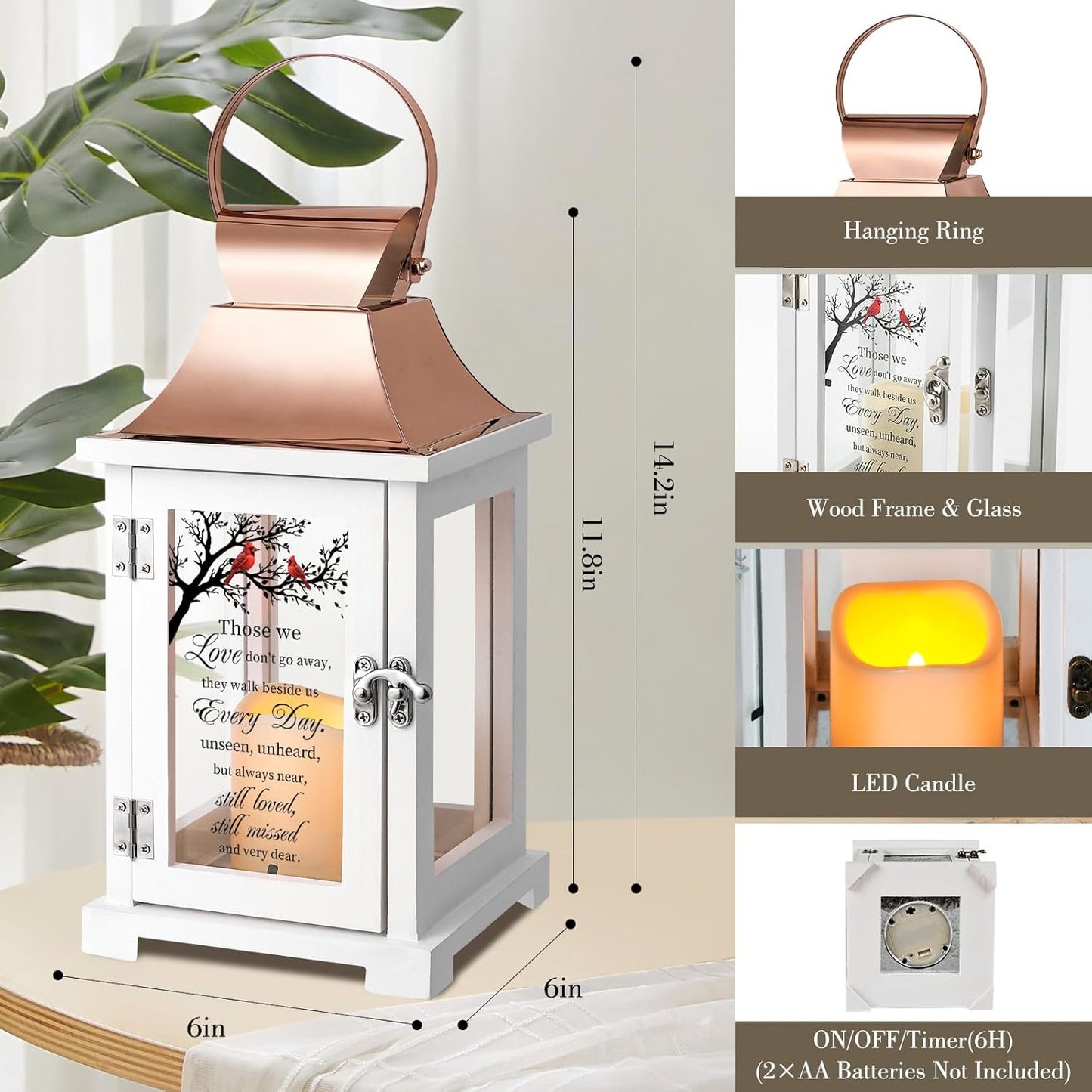 Memorial Lantern, Bereavement Sympathy Gifts for Loss of Loved One Mother Father Brother Sister, Sympathy Lantern Condolences Funeral Gifts in Memory of Loved One with LED Candle