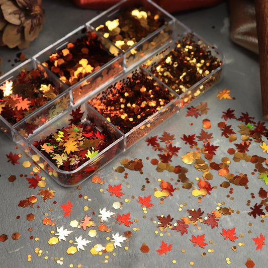 Maple Leaves Confetti,2000pcs Fall Leaves Party Table Decorations Scatter Foil Confetti for Autumn Harvest Thanksgiving Wedding Throwing Table Decoration Glitter Party Supplies (orange)