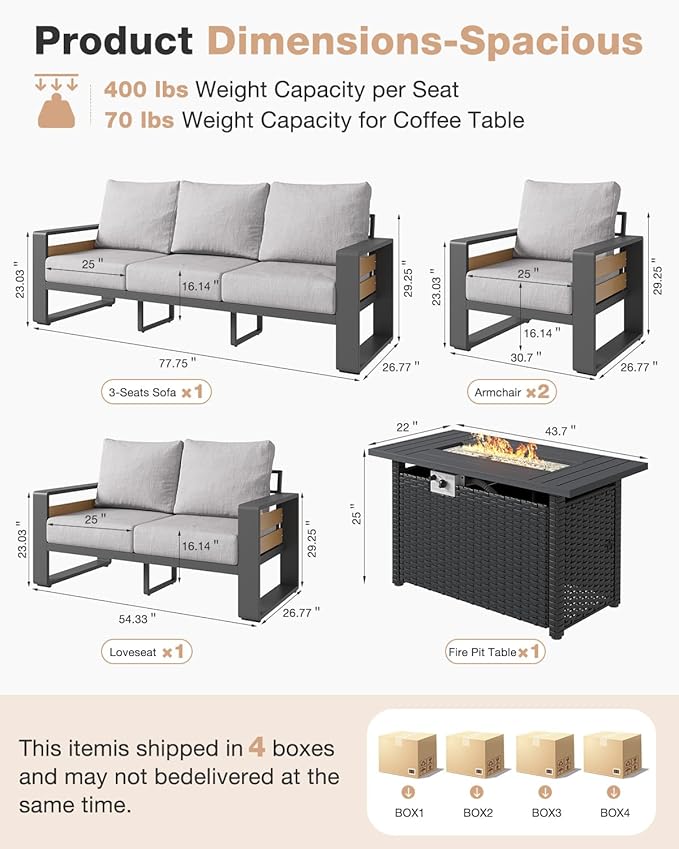 Aoxun Aluminum Patio Furniture Set - Image 7
