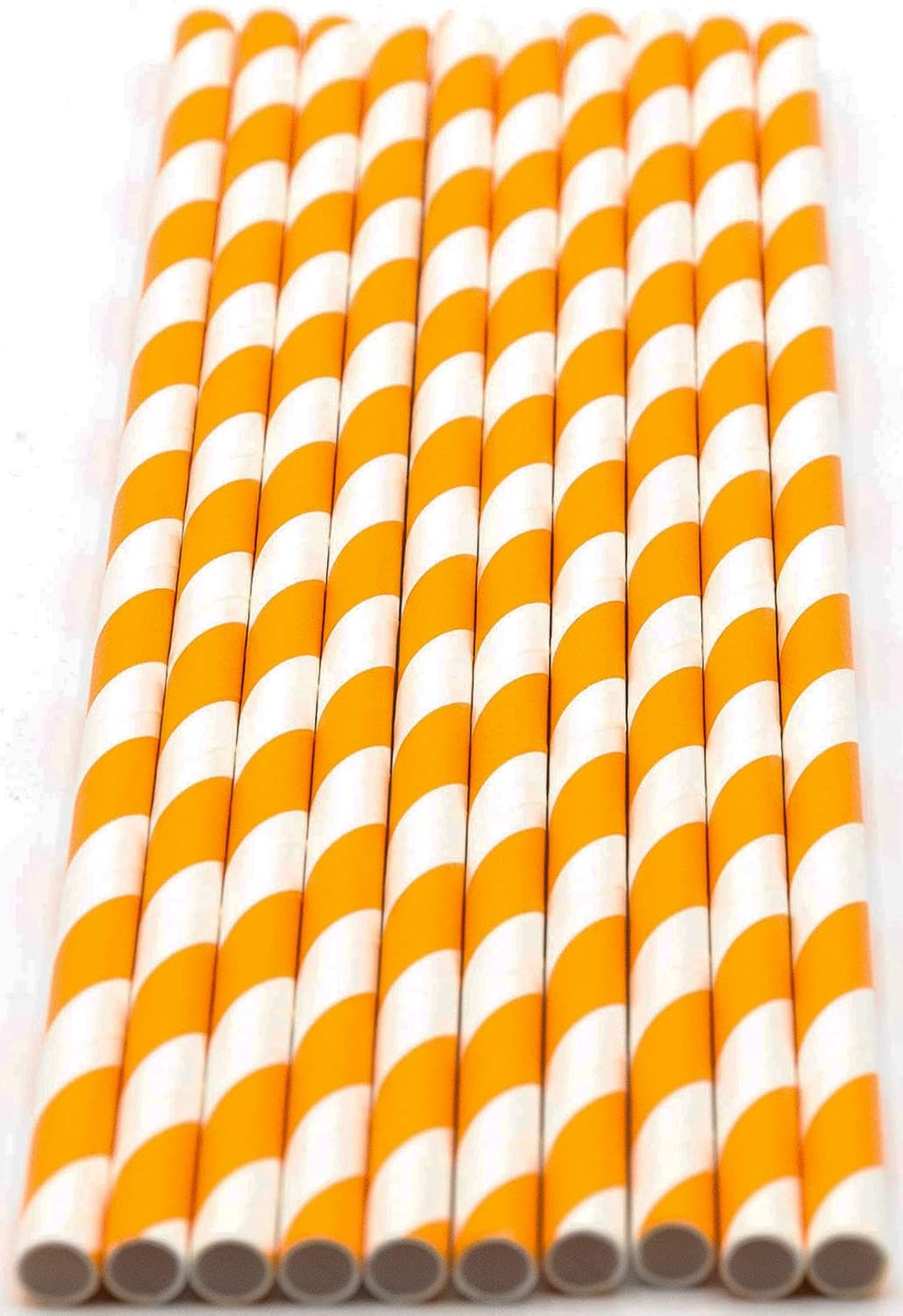 Pack of 900 Orange Swirls Biodegradable 4-Ply Paper Drinking Straws (Compostable, Non-toxic, BPA-free)