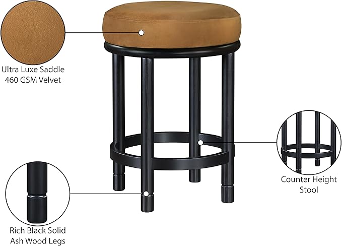 Meridian Furniture 977Saddle-C Monette Collection Art Deco Counter Stool - Image 7
