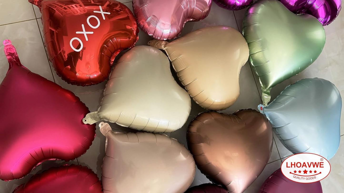 Pink Heart Shaped balloons Pack of 12,18 Inch Love Valentine Balloons Heart Romantic Balloons For Valentines Day Propose Marriage Wedding Bridal Shower Engagement Party Decorations