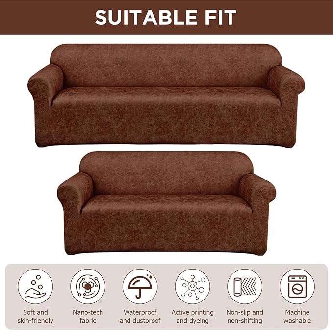 Peryiter 2 Pcs Sofa Covers Couch and Loveseat Covers Set Stretch Sofa Slipcover - Image 5