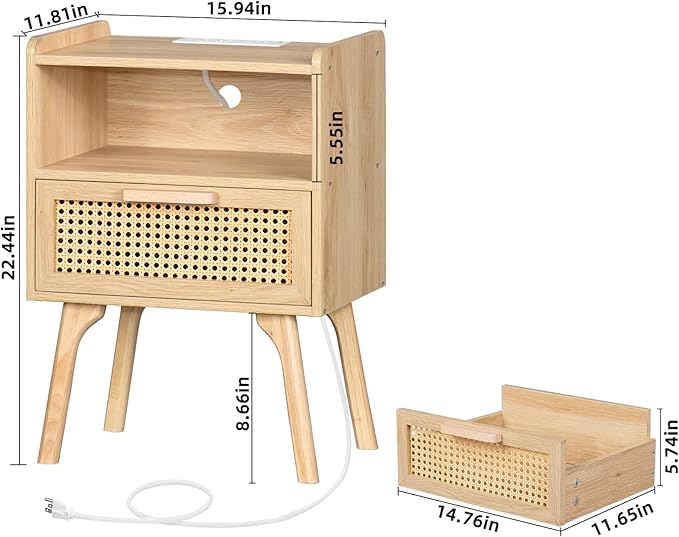 Lerliuo Rattan Nightstands Set of 2 - Image 3