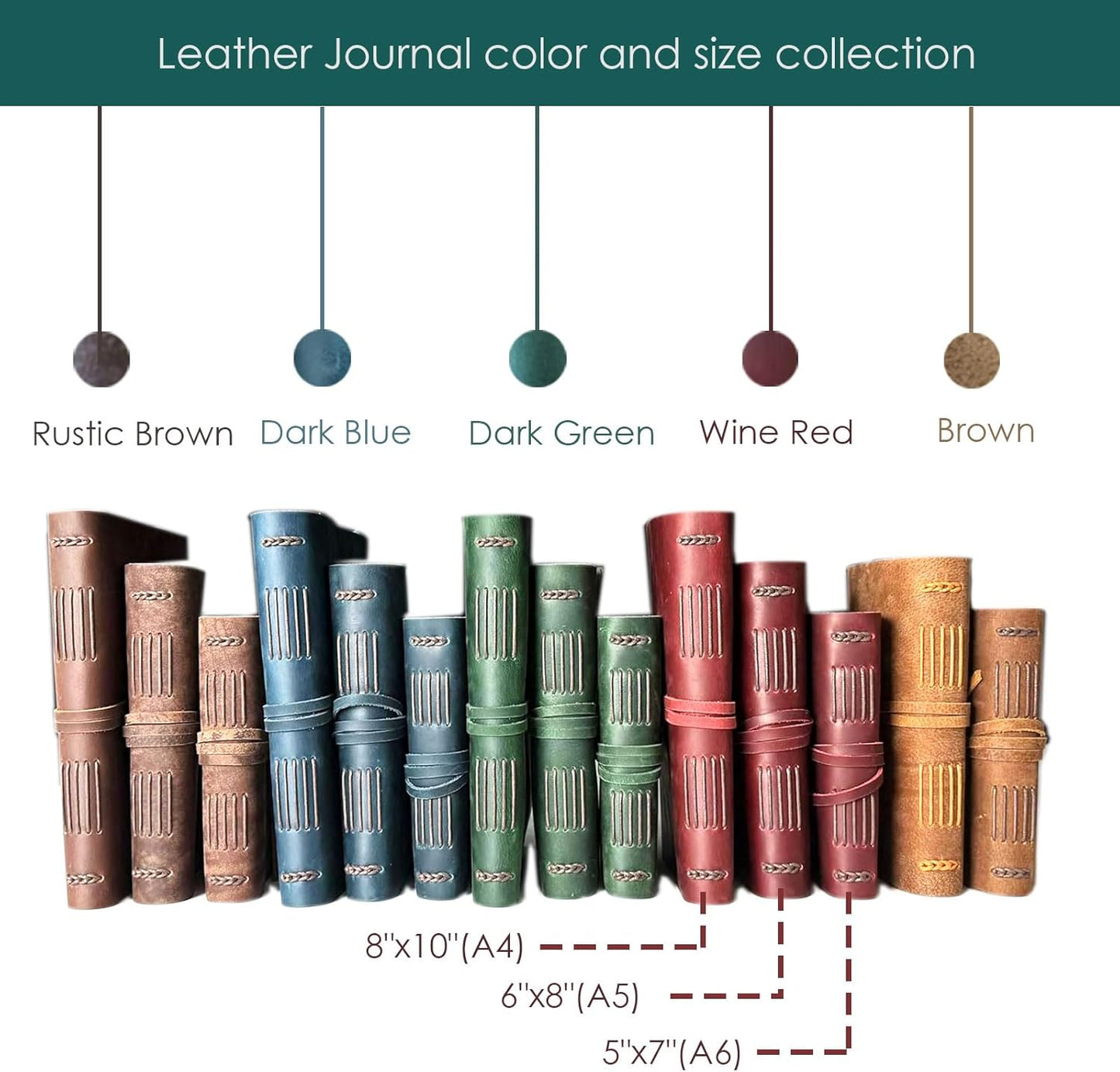 Green Notebook Journal - Genuine Leather Journals for Writing Small Size Diary 5.5x7.5 Inch, Notepad For Women and Man, Gifts,Work,Travel Dark Green