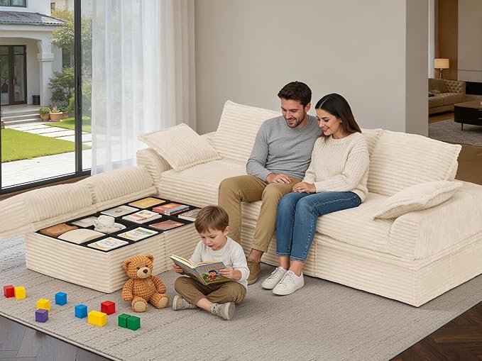 Upgrade Boneless Couch with Storage, Extra Deep&High Seat Modular Sectional - Image 2