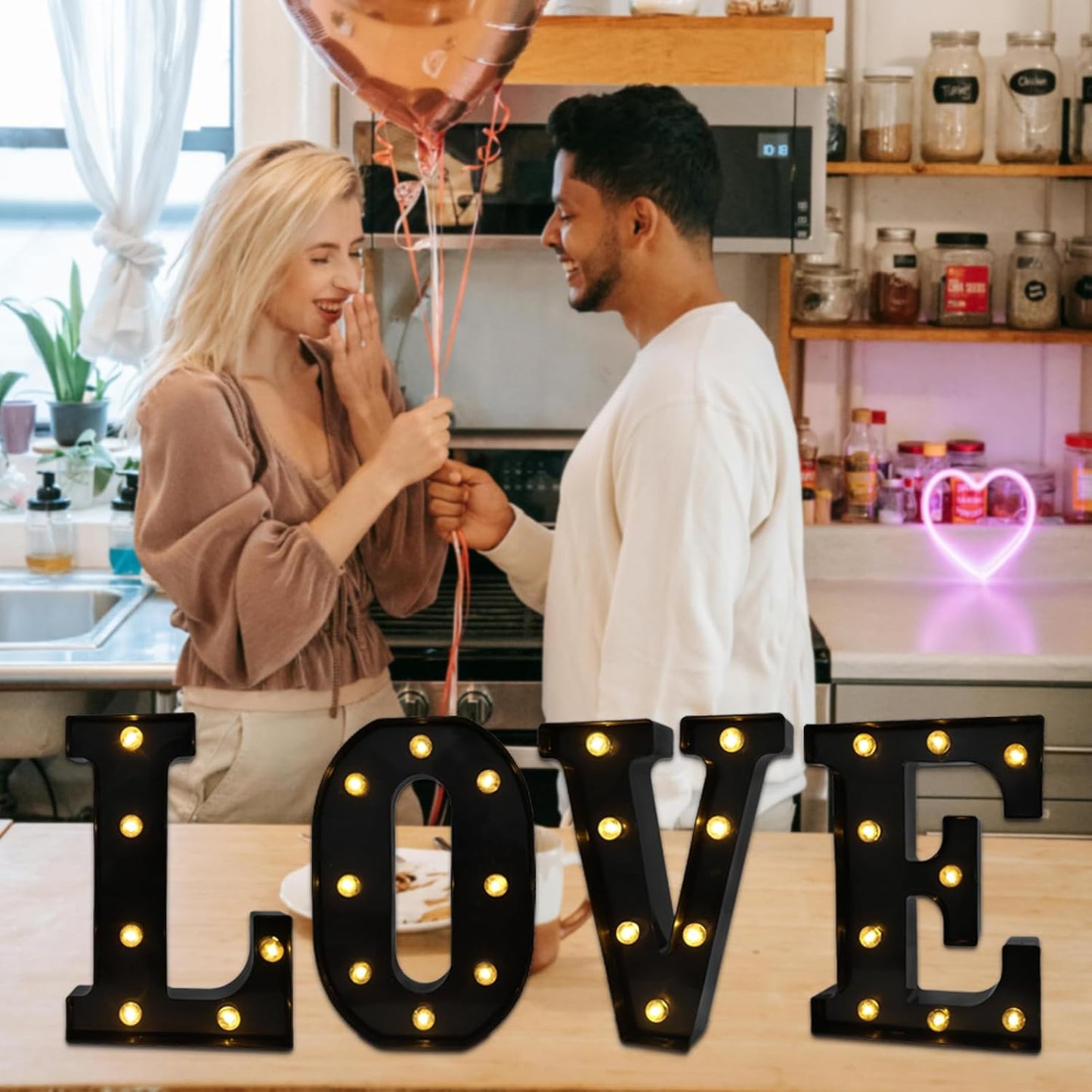 Led Marquee Letters, 8.58 Inch Black Light Up Letters, Small Led Letter Lights, Battery Powered Lighted Letterfor Table, Party, Birthday, Christmas Decor (Black, Letter L)