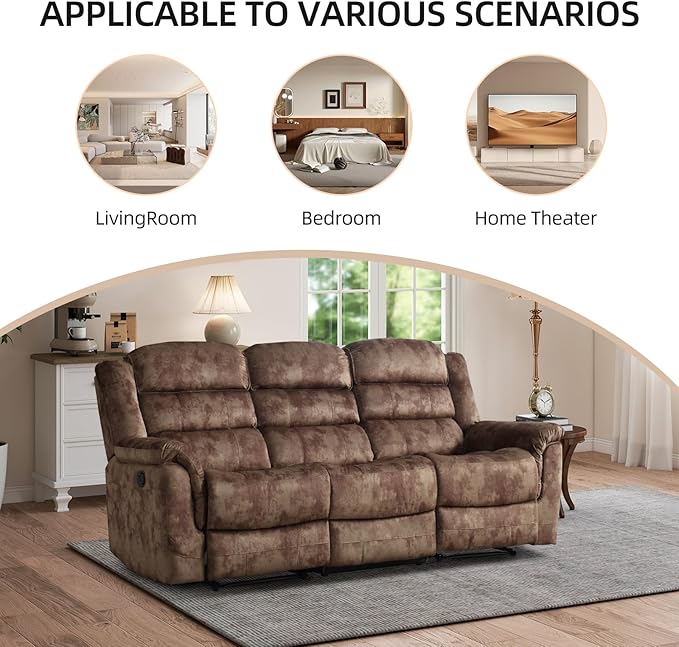 EBELLO Reclining Sofa for Living Room, Extra Wide Modern Overstuffed 3 Seat - Image 6