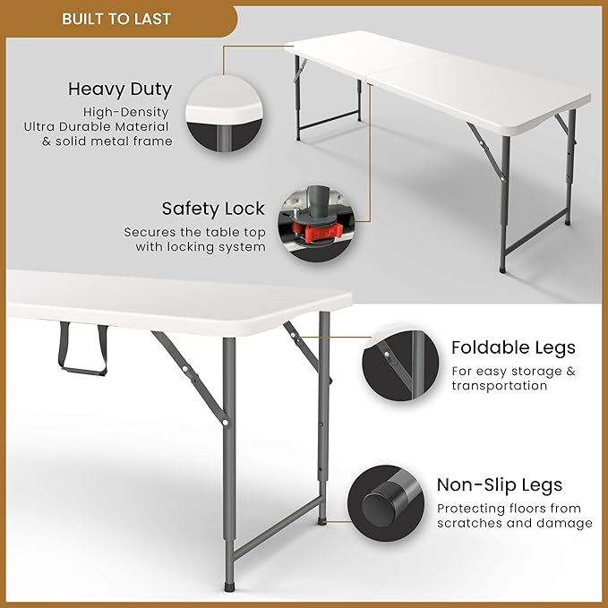 5.5 Feet ADJUSTABLE Foldable Table - Image 4