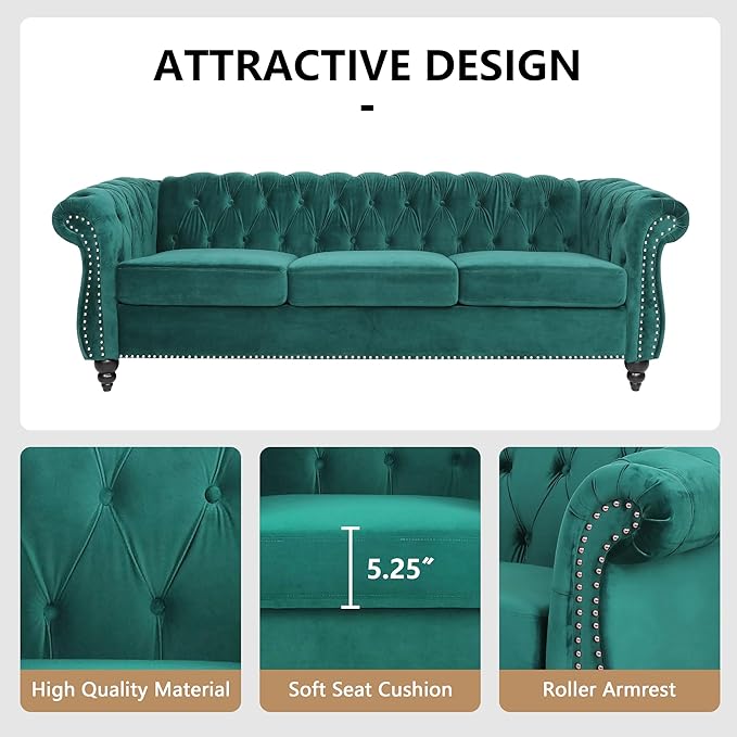 QHITTY 2 Piece Living Room Set, Sectional Chesterfield Sofa Chair Contemporary - Image 4