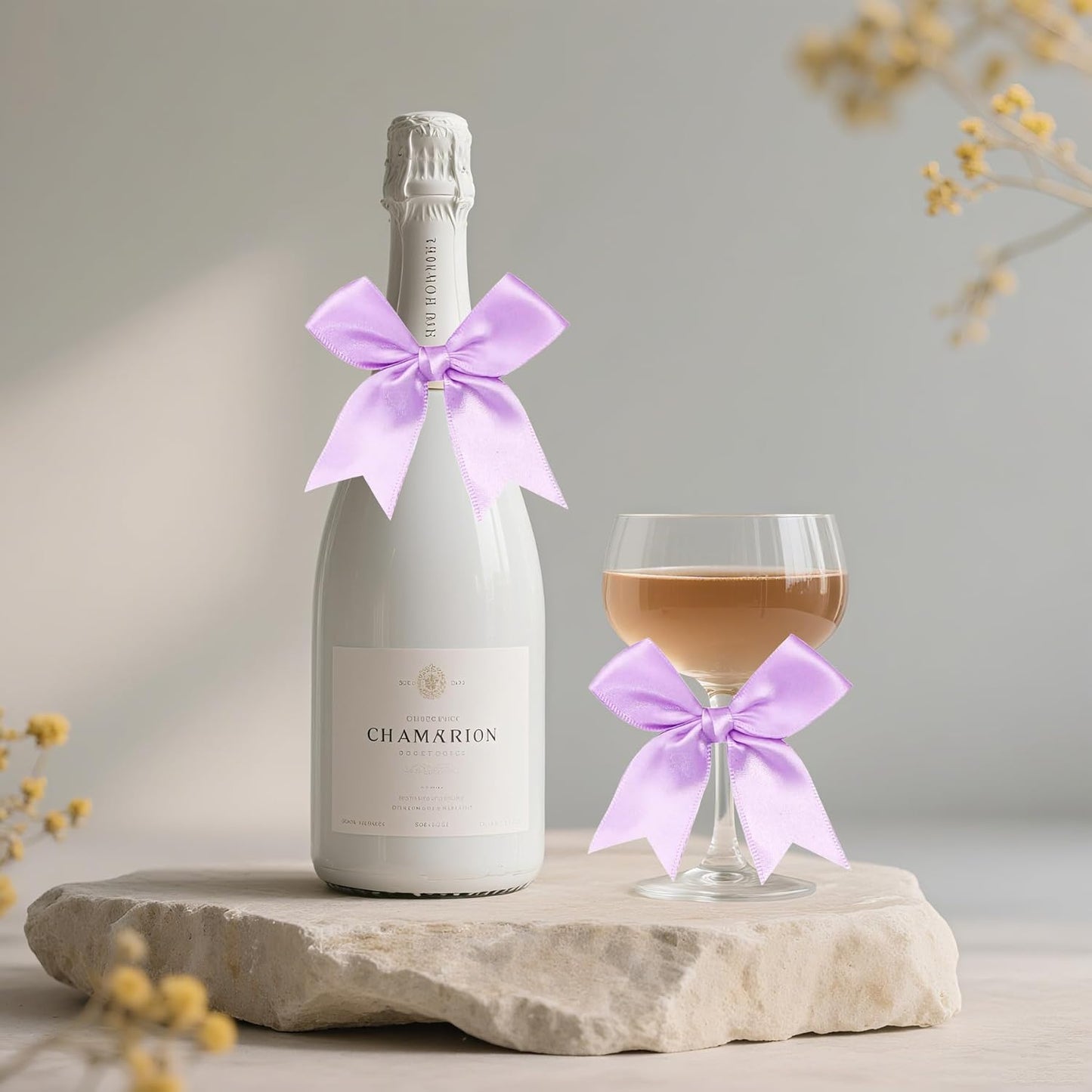 50 PCS Twist Tie Bows Satin Ribbon Bows 3.3 Inch Gift Wrap Bows Craft Bows for Gift Wrapping, Party Decorations Gifts Bag DIY Treat Bags Wedding Decor Baby Shower Christmas (Light Purple)