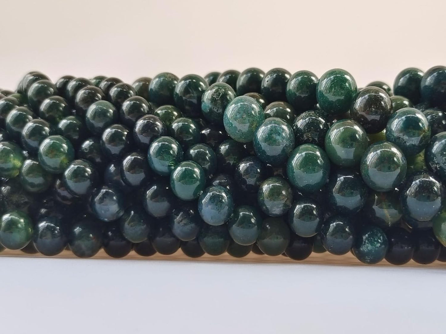 Stone Beads 8mm 100pcs Green Moss Agate Beads Round Loose Gemstones Beads for Bracelet Necklace Jewelry Making (8mm, 60801 Green Moss Agate)