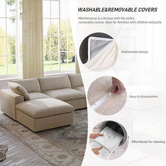 Cloud Modular Sectional Sofa Couch, 80.3" Convertible Couches Lovesofa - Image 5