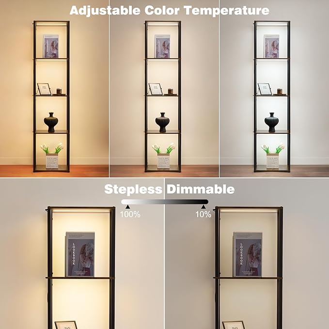 Corner Shelf with Lights, 5-Tier Display Shelf Curio Cabinet, 3 Color Dimmable - Image 4