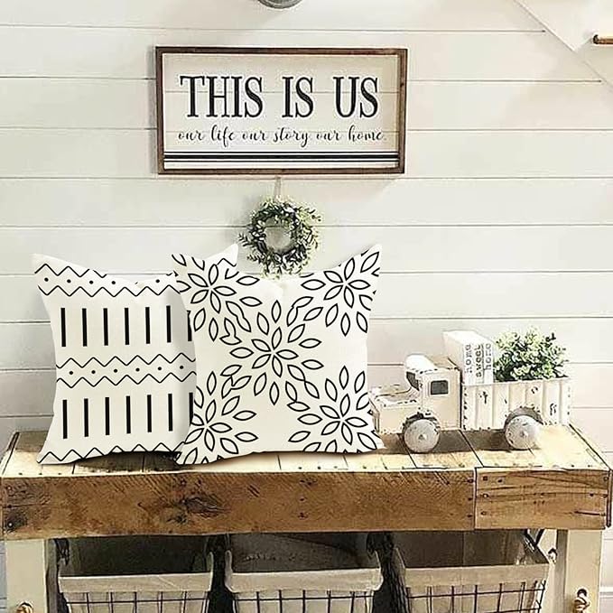 YCOLL Pillow Covers 16x16 Set of 4, Modern Sofa Throw Pillow Cover, Decorative - Image 3