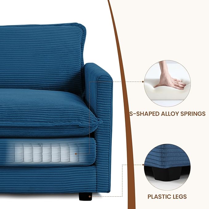 ROWHY Single Armchair with Ottoman, Modern Corduroy Cloud Couch with - Image 4