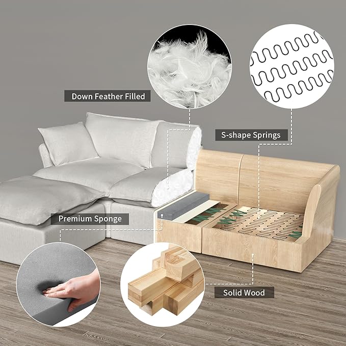 6 Seat U Shape Modular Sectional Couch Sofa - Image 4