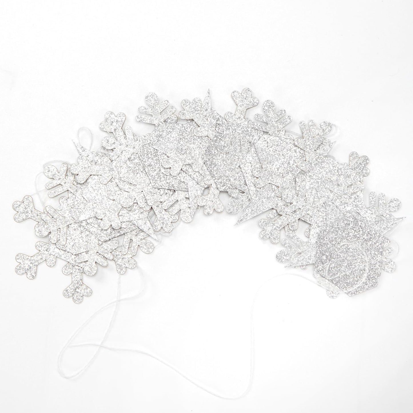 Snowflake-Snow White-Silver Christmas Party-Decorations Streamers - 52Ft White Winter Wonderland Frozen Hanging Paper Garland Banner,Birthday Wedding Baby Shower New Year Supplies Decor Hugtmr