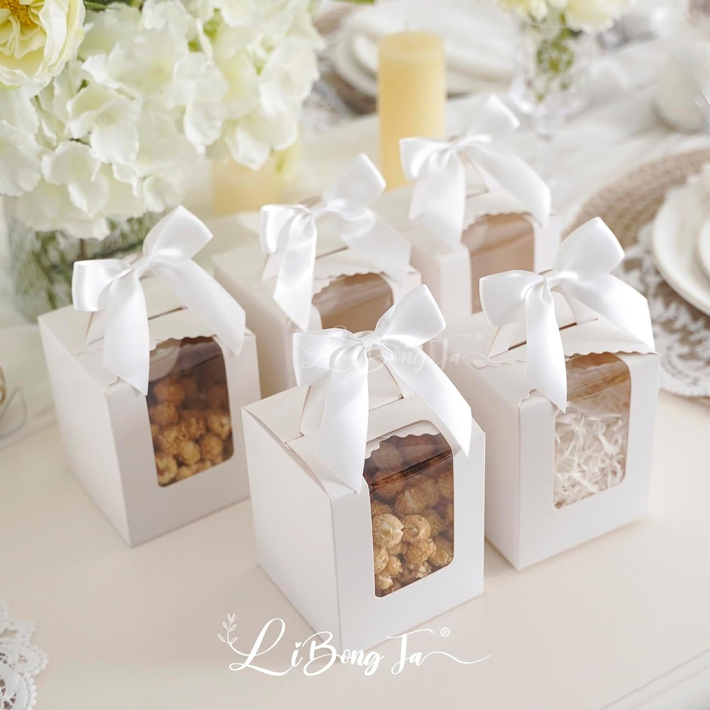 3.5" White Bow Satin Pre-Tied Bows for Gift Wrapping, Small Bows for Crafts, Premade Bows, Candy Apple Bows, Twist Tie Bows for Cake Decorating, Party Favor, Wedding Decoration-36 Counts