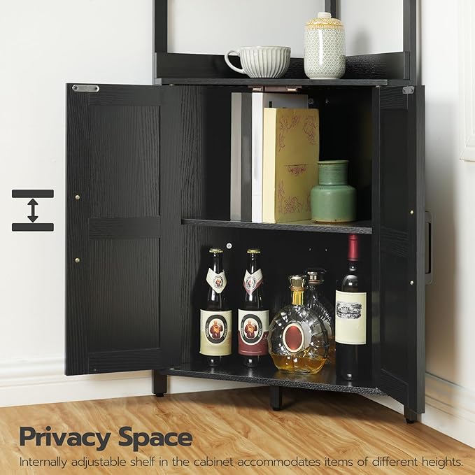 HOOBRO Corner Shelf with Storage, Tall Corner Storage Cabinet, 5-Tier Corner - Image 4
