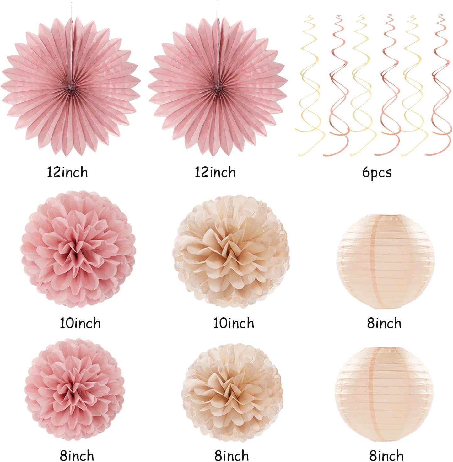 Blush-Pink Rose-Gold Bridal-Shower Fall Party-Decorations - 31pcs Bride To Be Sign Banner,Bachelorette Paper Lanterns,Wedding Streamers Garland,Boho Peach Tissue Pom Poms Fans Decor Supplies Burgleda