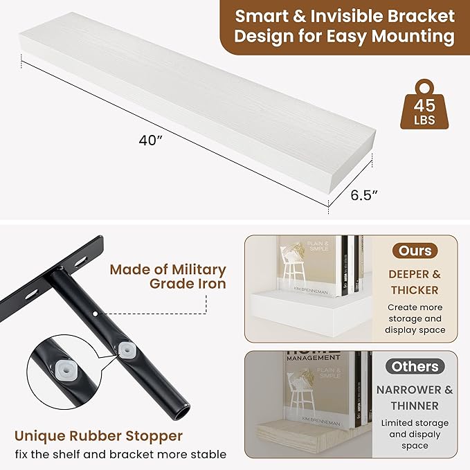 fuqing Floating Shelves for Wall, Wall Mounted Wood Floating Shelf - Image 3