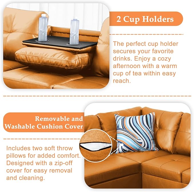 Wakefit Sectional Sofa Couch, Modern 4-Seaters Living Room Furniture Sets - Image 6