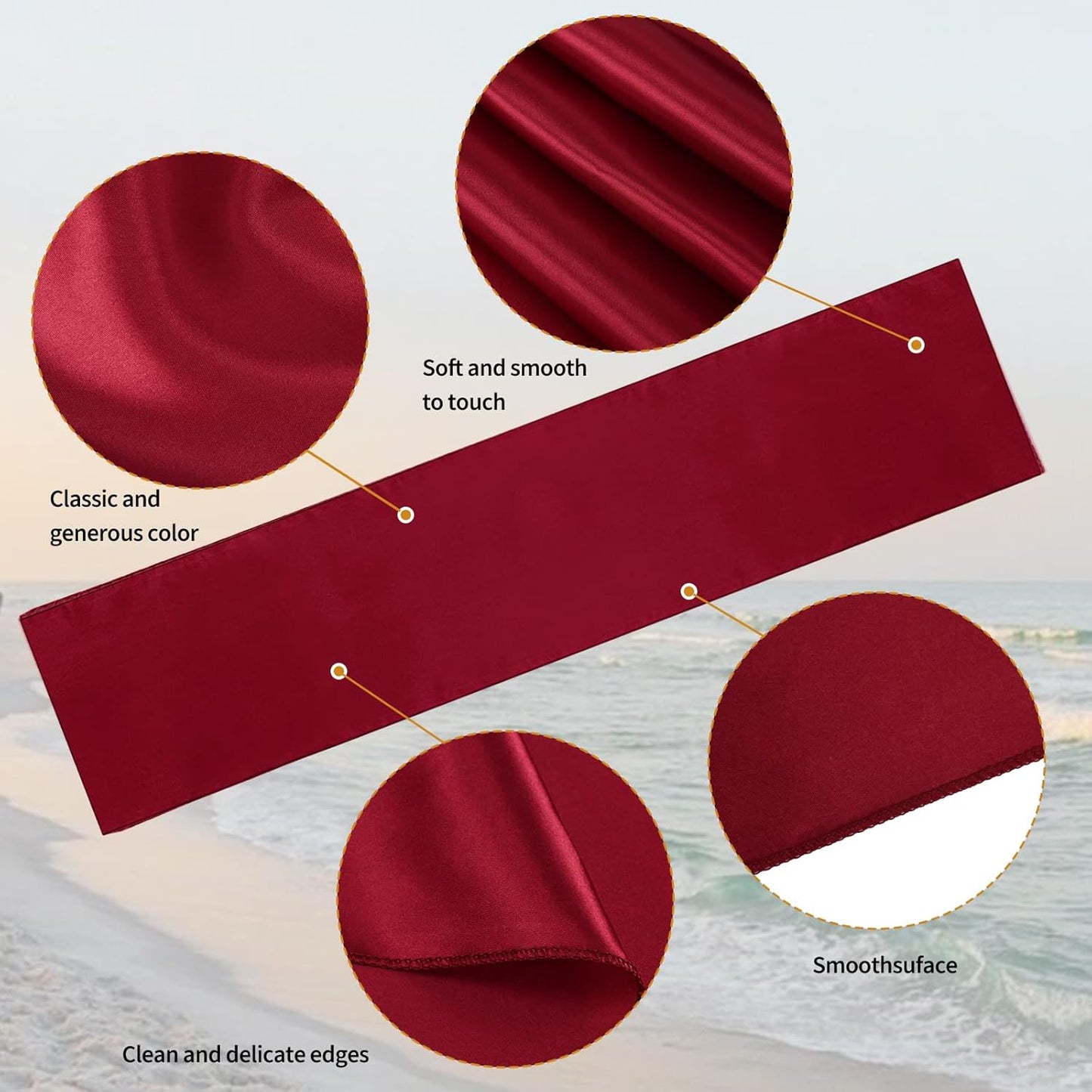 12 Pack Burgundy Satin Table Runner,12 x 108 inch Long Premium Smooth Table Runner for Wedding, Banquets, Birthday, Party, Graduation, Engagements,Table Runners fit Rectangle and Round Table