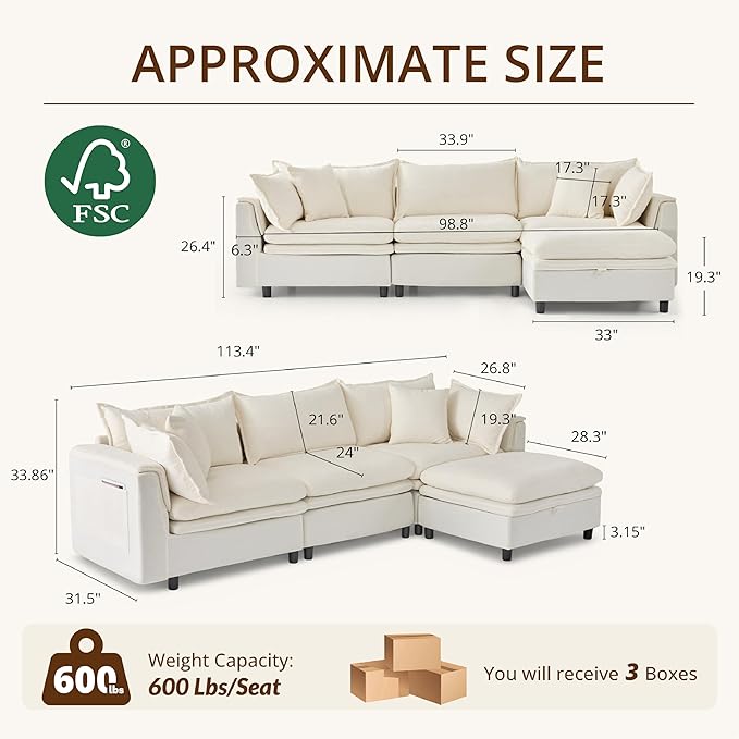 113.4'' Modular Sectional Sofa - Image 2