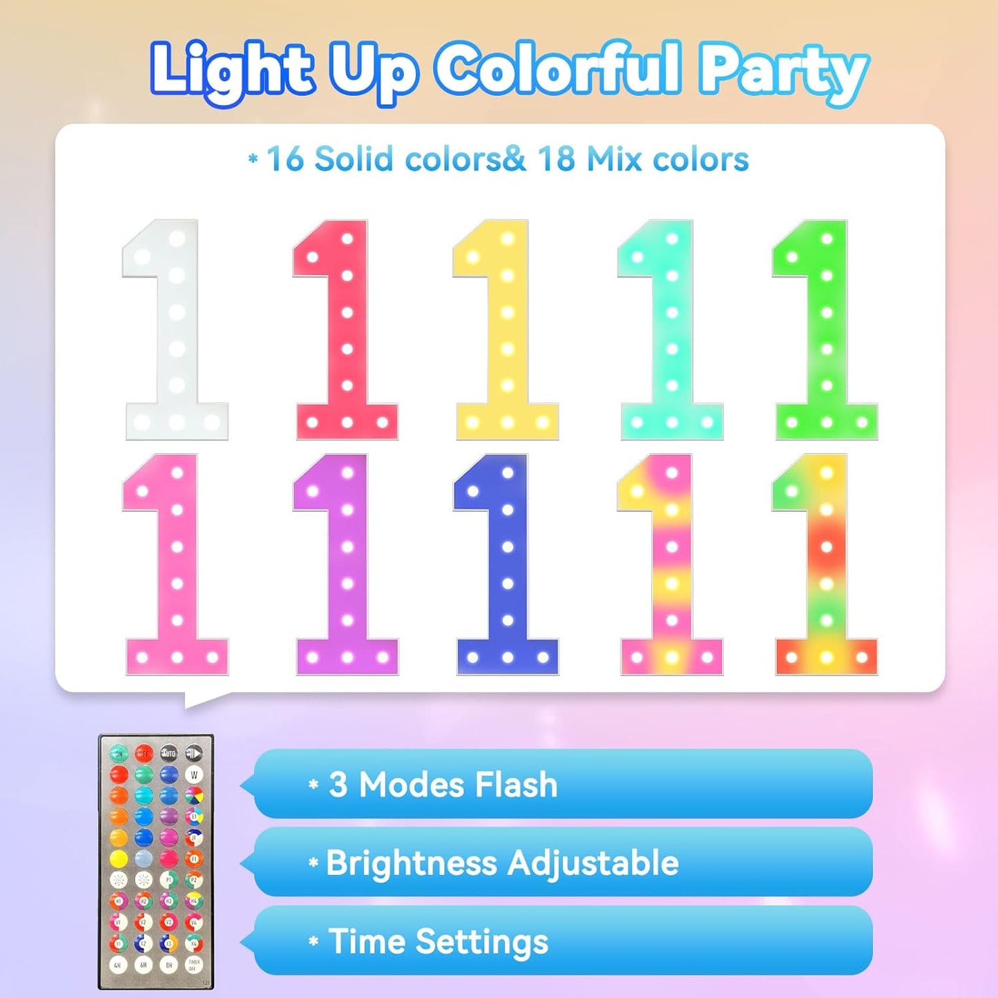 Ledido 4FT Marquee Light Up Numbers, 34 Colors Changing Marquee Numbers 4 Feet Tall with Remote, Big Numbers for Party Wedding Graduation Birthday Decoratoons, Large Light Up Number 2