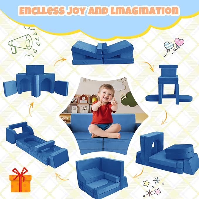 10 Pcs Modular Kids Play Sofa – Versatile Convertible Foam Cushion That Doubles - Image 5