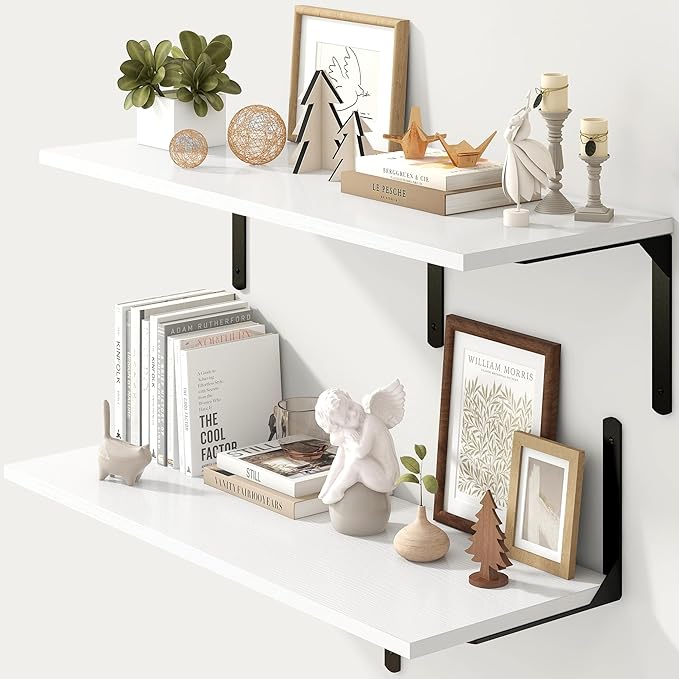 Fun Memories Floating Shelves for Wall, 12 Inch Deep Floating Shelves Set of 2 by FunMemories