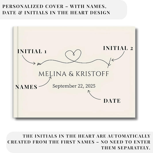 Wedding Guest Book – Personalized Polaroid Guest Book for Wedding Reception, Custom Sign In Photo Book with Blank Pages, Elegant Keepsake for Guests (Linen Cream)