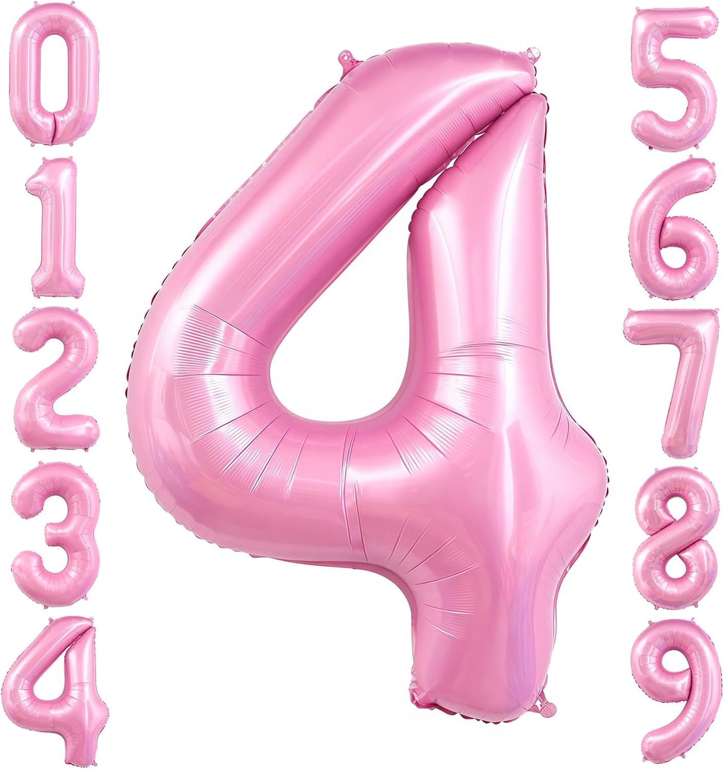 Pastel Pink 4 Balloon, Light Pink 4 Balloons Number,40 Inch Helium Foil Mylar Number 4 Balloon for Birthday Party