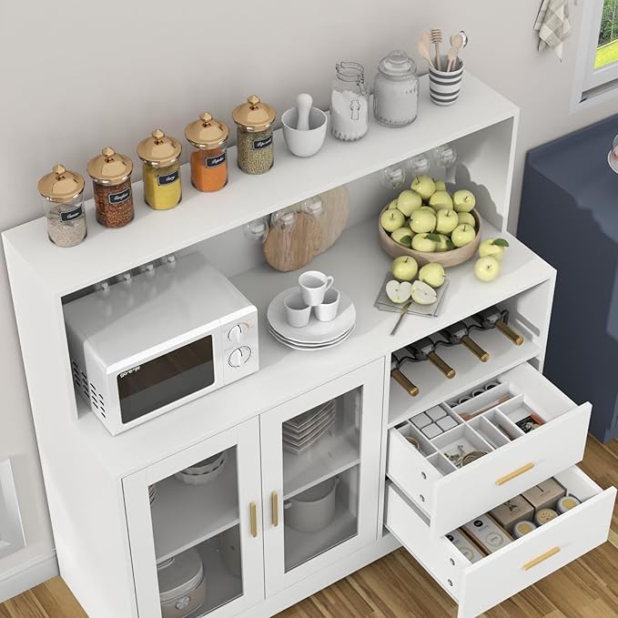 Bar Cabinet for Home with LED Light, Coffee Bar Cabinet with Wine & Glass Rack - Image 7
