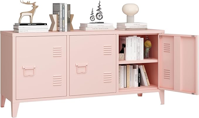 MIOCASA Metal Storage Cabinet, 3 Door TV Stand, Metal TV Cabinet by MIOCASA