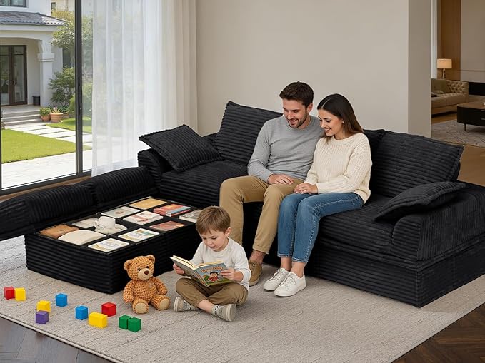 Upgrade Boneless Couch with Storage, Extra Deep&High Seat Modular Sectional - Image 2