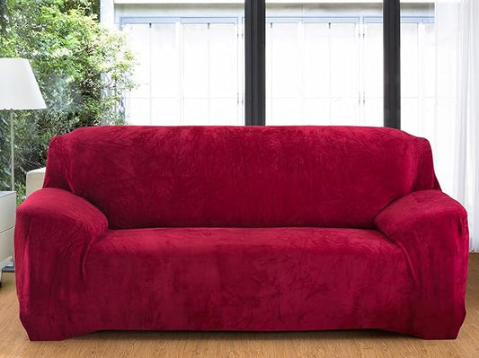 vctops 4 Seater Velvet Plush Stretch Sofa Slipcover 1-Piece Sofa Cover by vctops