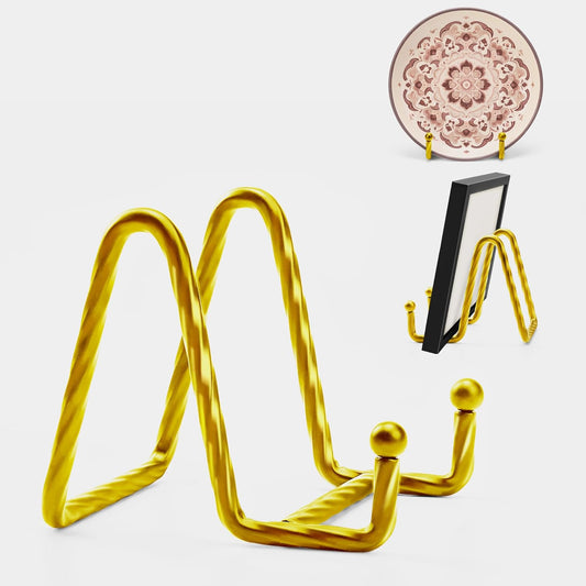 3Inch 3Pack Metal Decorative Plate Stand - Gold Picture Holder Stand for Display, Sign, Book, Photo