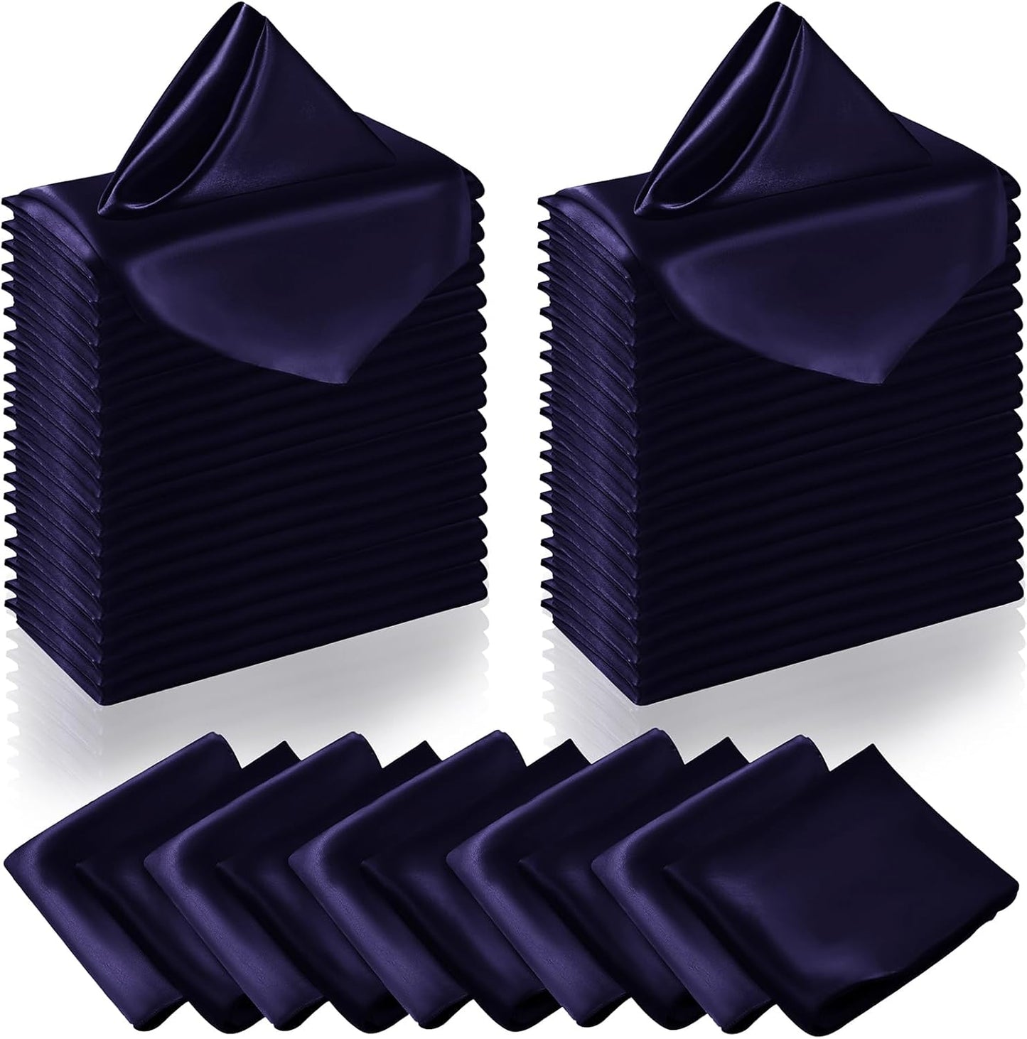 Manyshofu 60 Pieces Purple Satin Napkins - 20x20 Inches Cloth Napkins, Square Satin Fabric Napkins Set - Soft & Reusable Table Napkins for Wedding Dinner Party Lunch
