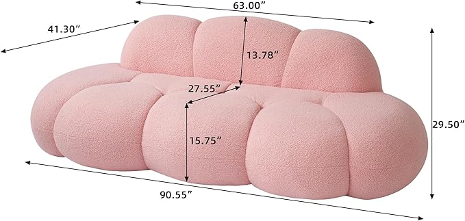 JACH 3 Seater Cloud Sofa for Living Room, Modern Sherpa Upholstered Sofa - Image 2