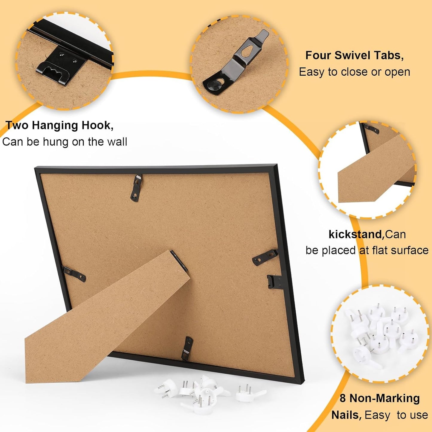 YixangDD 8 PACK Certificate Frames 8.5 x 11, Black Diploma Frame Document Frame with Clear Plexiglass, Picture Frames for Tabletop and Wall Display