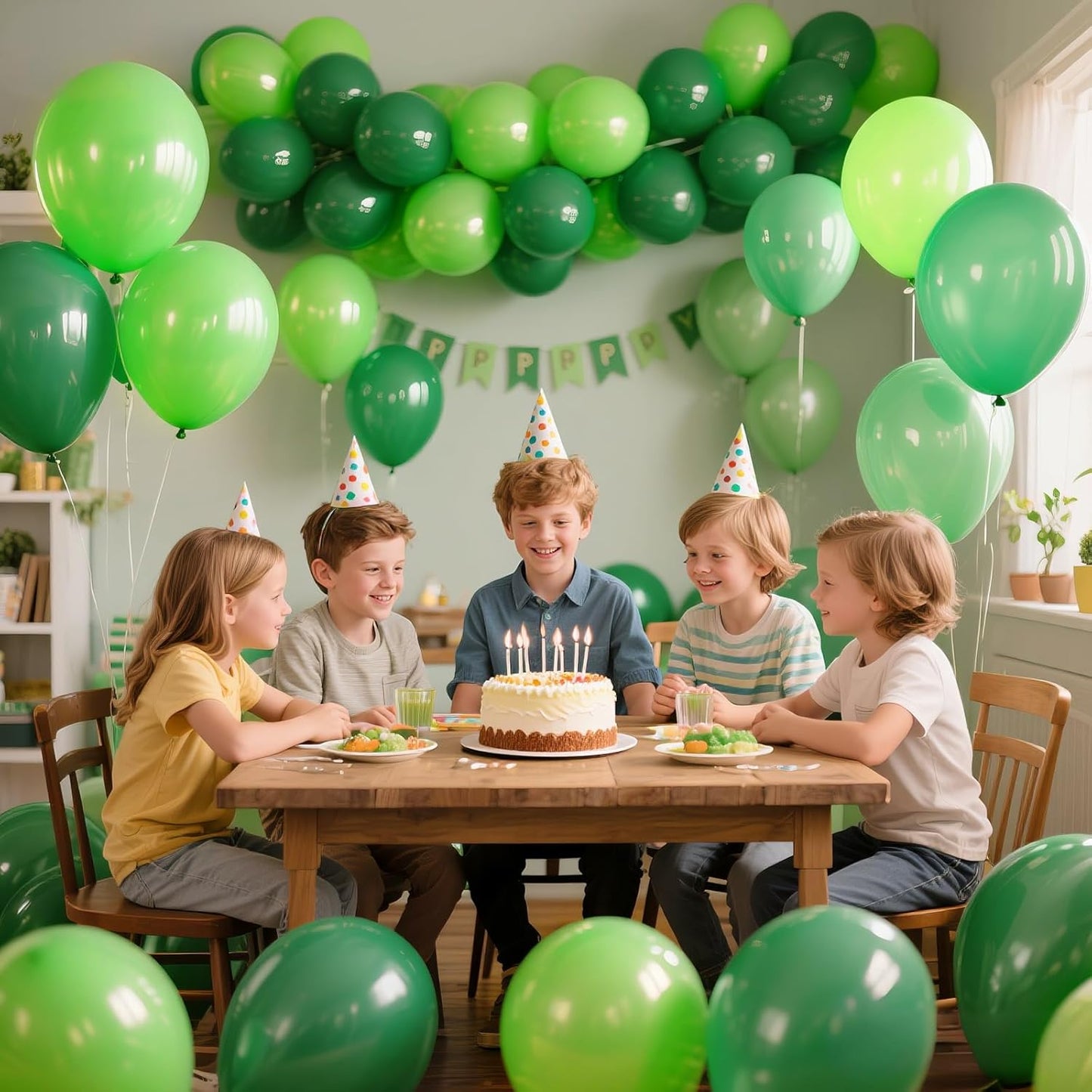 KAWKALSH Lime Green Latex Party Balloons, 110 Pack 12 inch Light Green Balloons Round Helium Fruit Green Balloons for Birthday Dinosaur Jungle Baby Shower Party Decoration